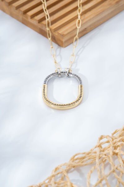 İki Renk Oval Halka Kolye