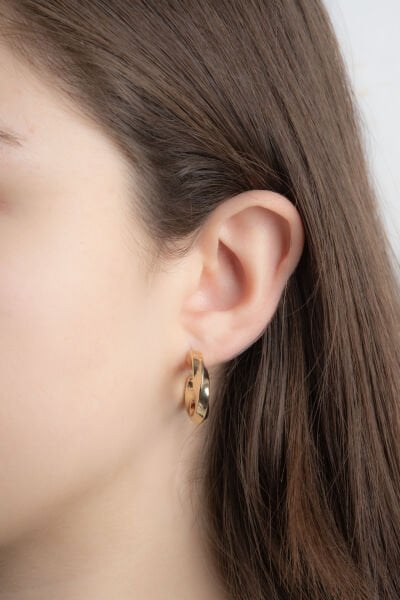 Xuping Gold Orta Boy Desenli Halka Küpe