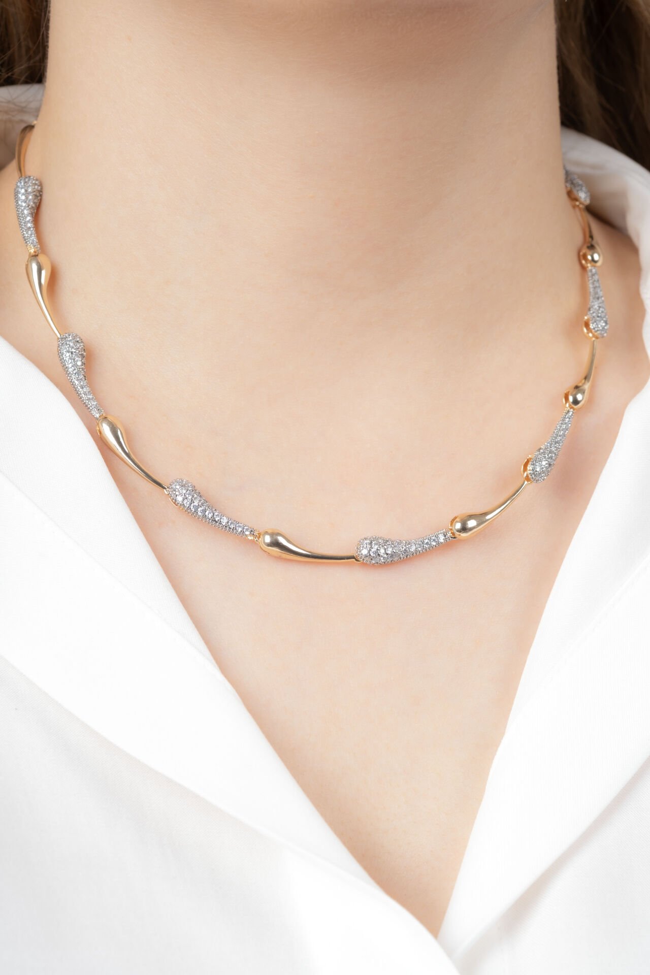 Rose Zirkon Taşlı Damla Kolye