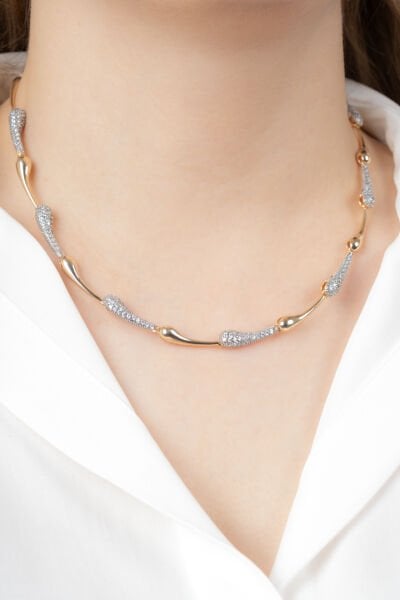 Rose Zirkon Taşlı Damla Kolye