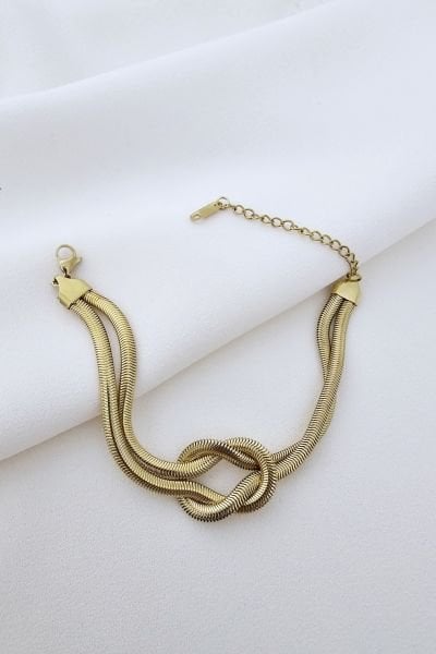 Çelik düğüm bileklik gold