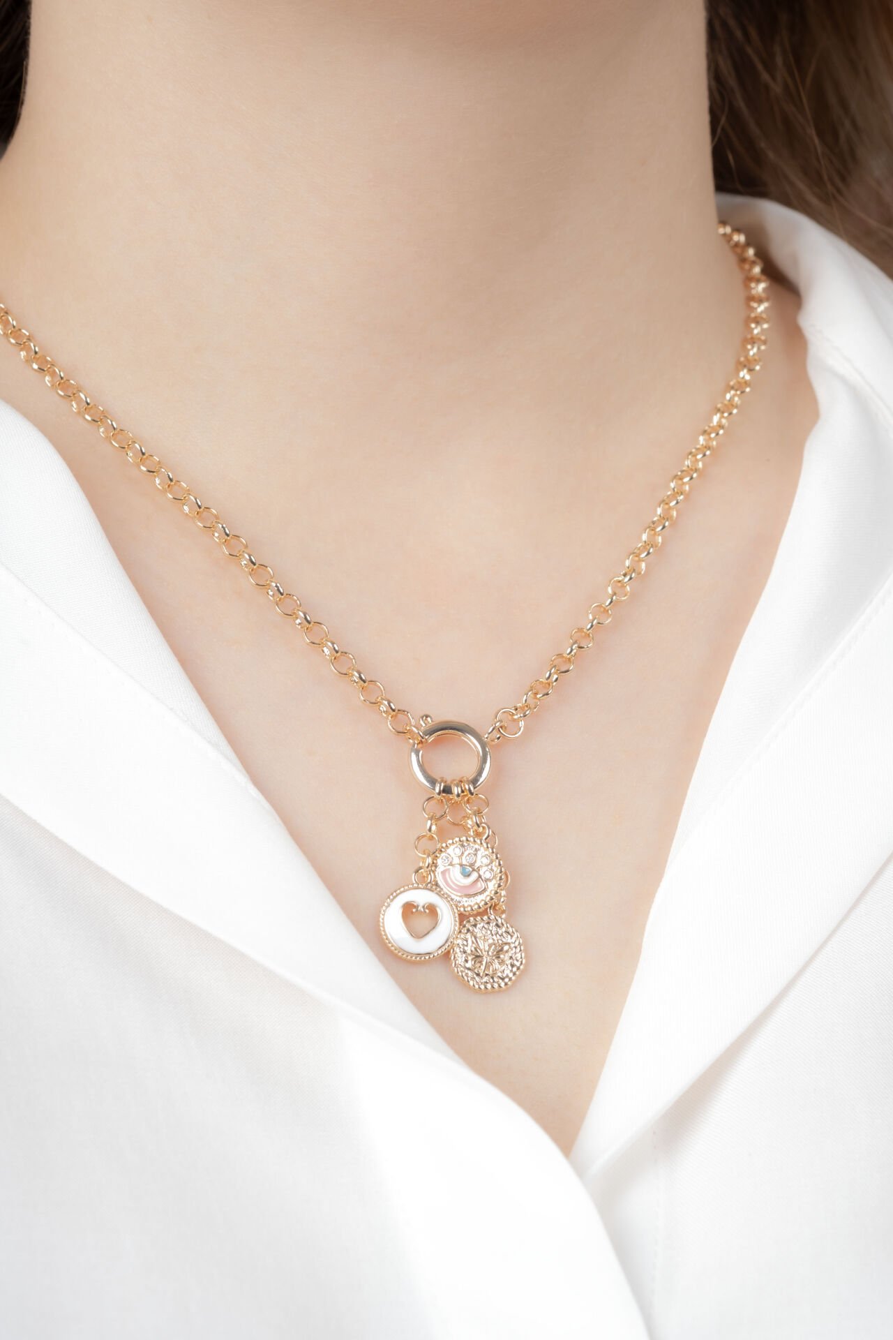 Rose Charmlı Zincir Kolye