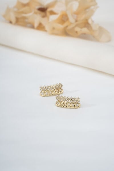 Xuping Gold Zincir Taşlı Küpe