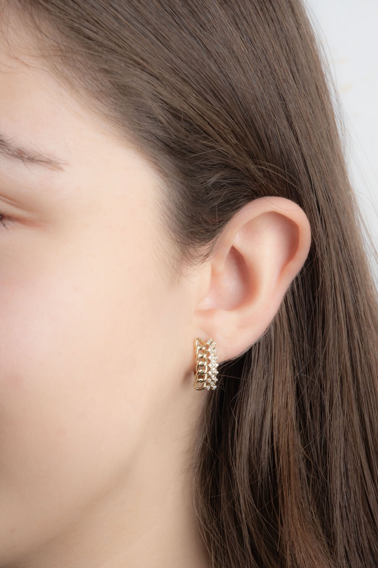 Xuping Gold Zincir Taşlı Küpe