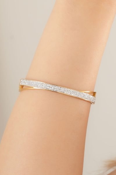 Taşlı Çelik Kelepçe Bileklik