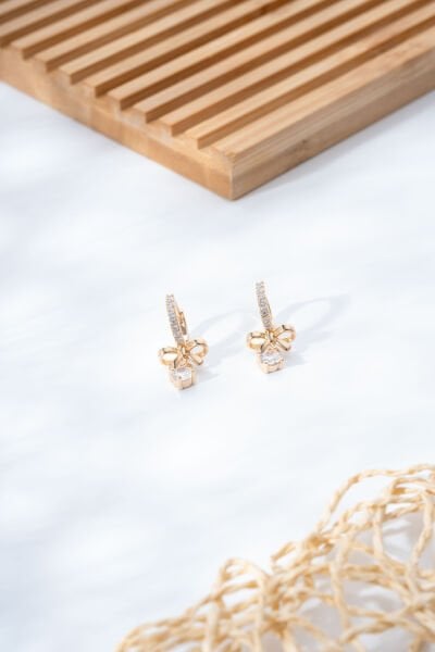 Rose Fiyonk Taşlı Küpe