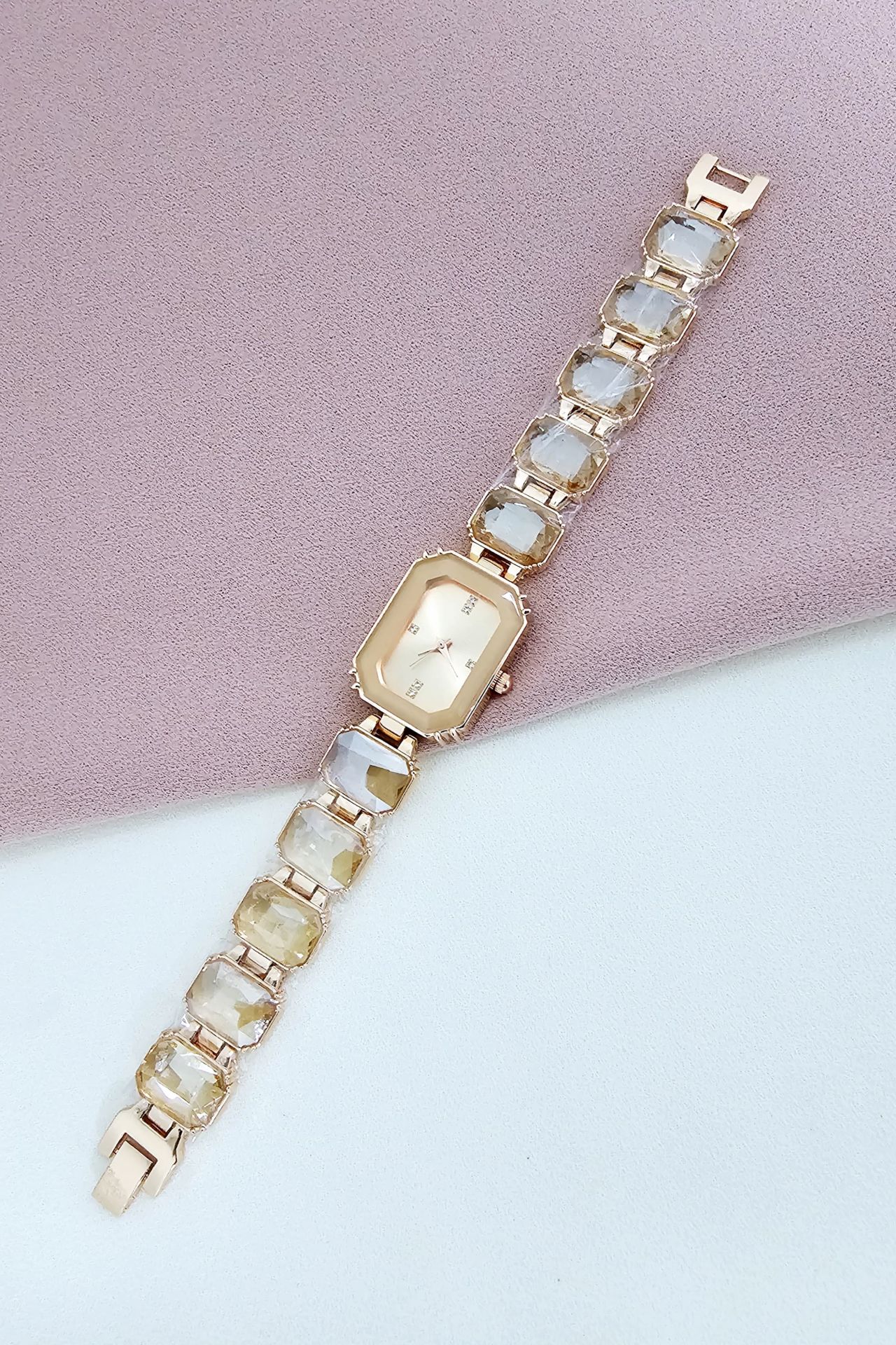Rose Gold Bej Taşlı Kadın Kol Saati