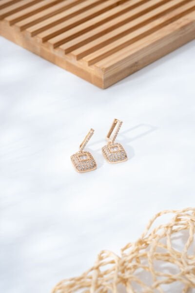 Rose Taşlı Baget Küpe