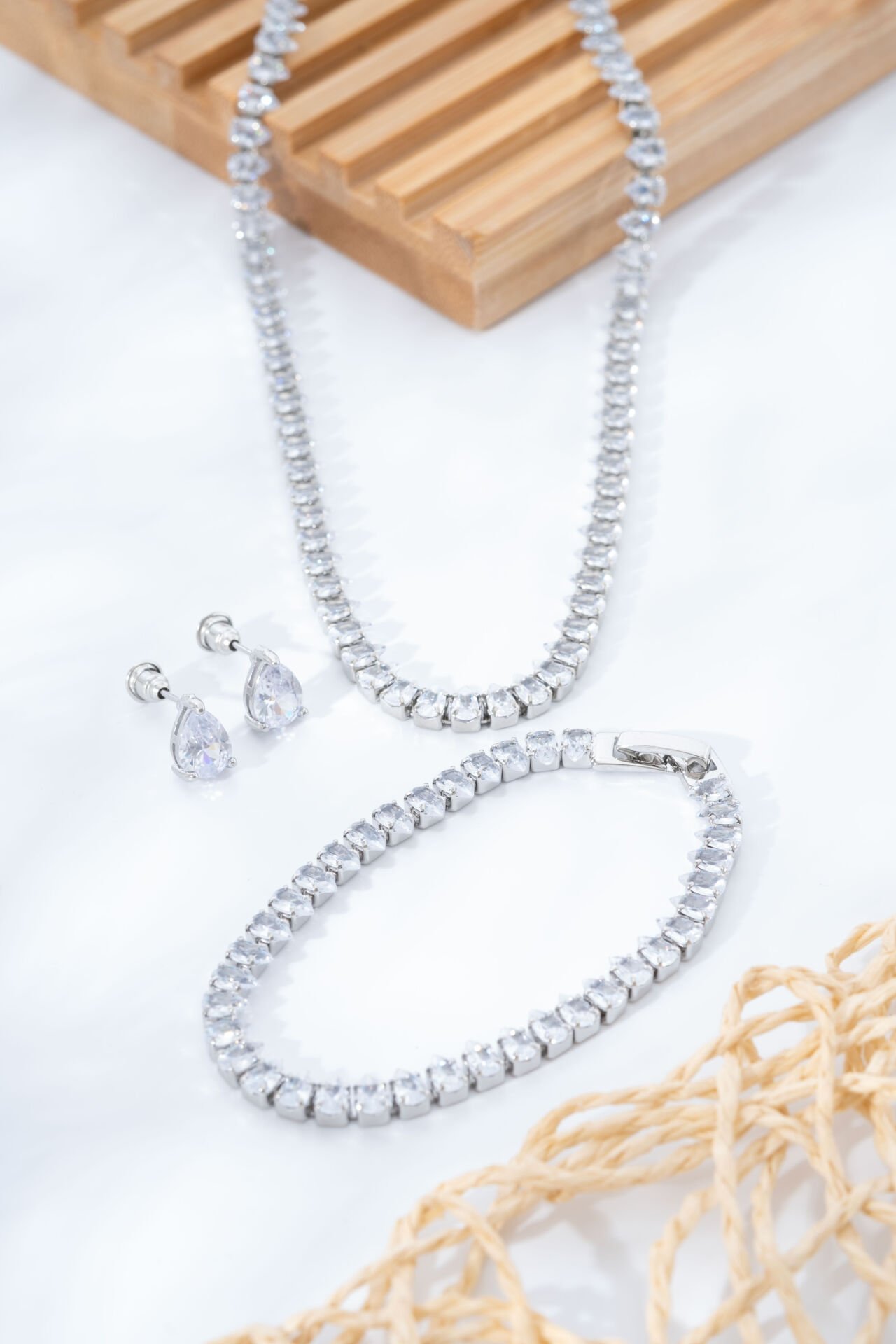 Silver Mini Damla Pırlanta Set