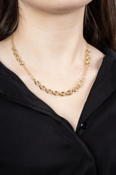 Gold Geçme Daire Zincirli Kolye