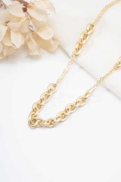 Gold Geçme Daire Zincirli Kolye