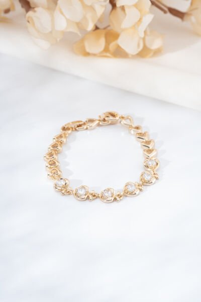 Rose Taşlı Kalpli Bileklik