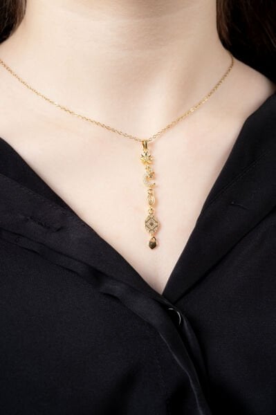 Gold Ay Yıldız Y Kolye