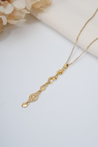 Gold Ay Yıldız Y Kolye