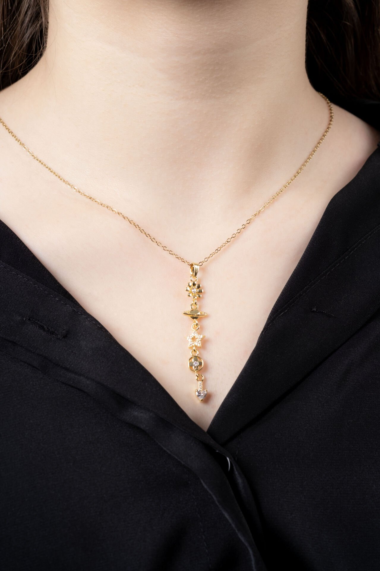 Gold Gezegen Y Kolye