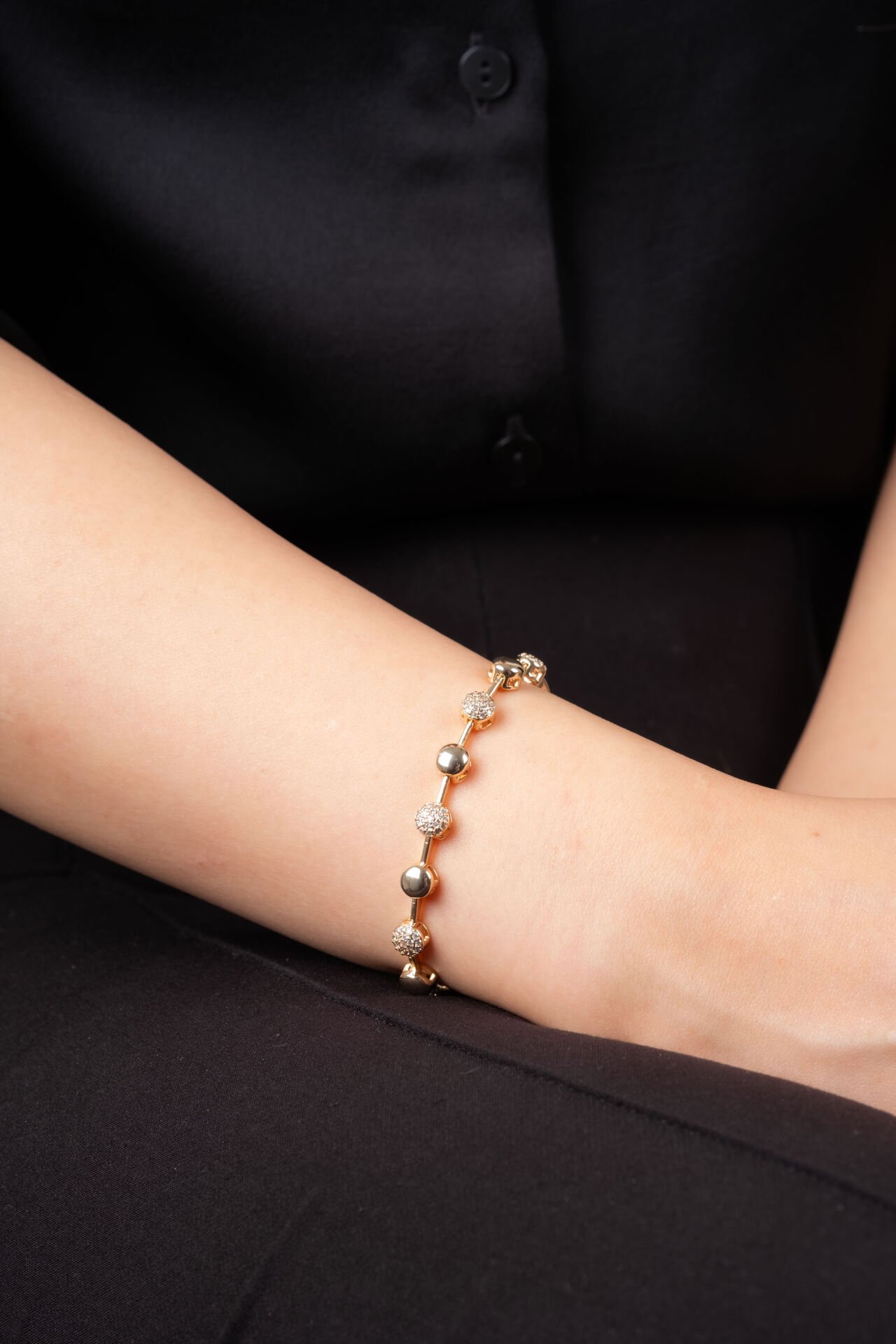 Rose Yuvarlak Dolgu Taşlı Bileklik