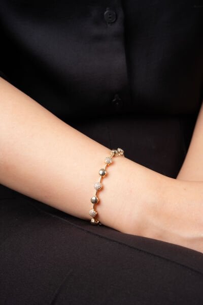 Rose Yuvarlak Dolgu Taşlı Bileklik