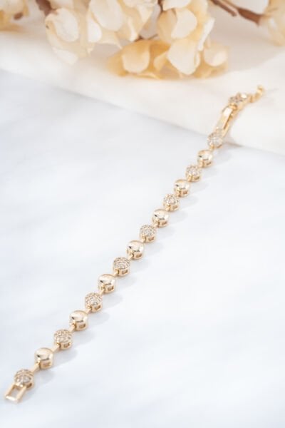 Rose Yuvarlak Dolgu Taşlı Bileklik