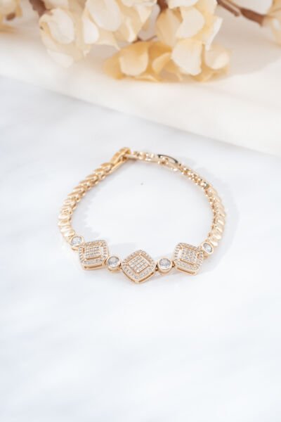 Rose Kare Taşlı Bileklik