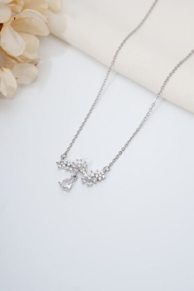 Silver Cam Çiçekler Kolyesi