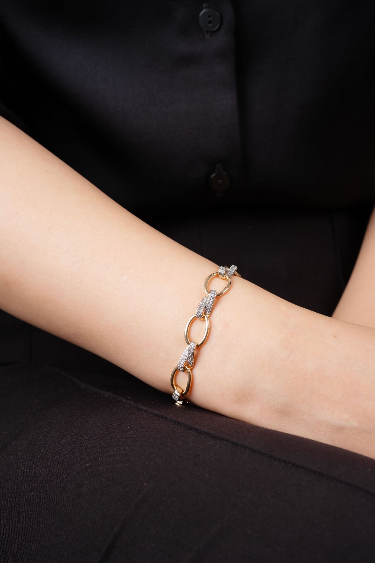 Rose Zincir Halkalı Taşlı Bileklik