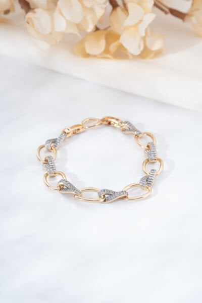 Rose Zincir Halkalı Taşlı Bileklik