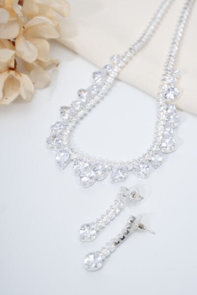 Silver Prenses Model Kalp Taşlı Set