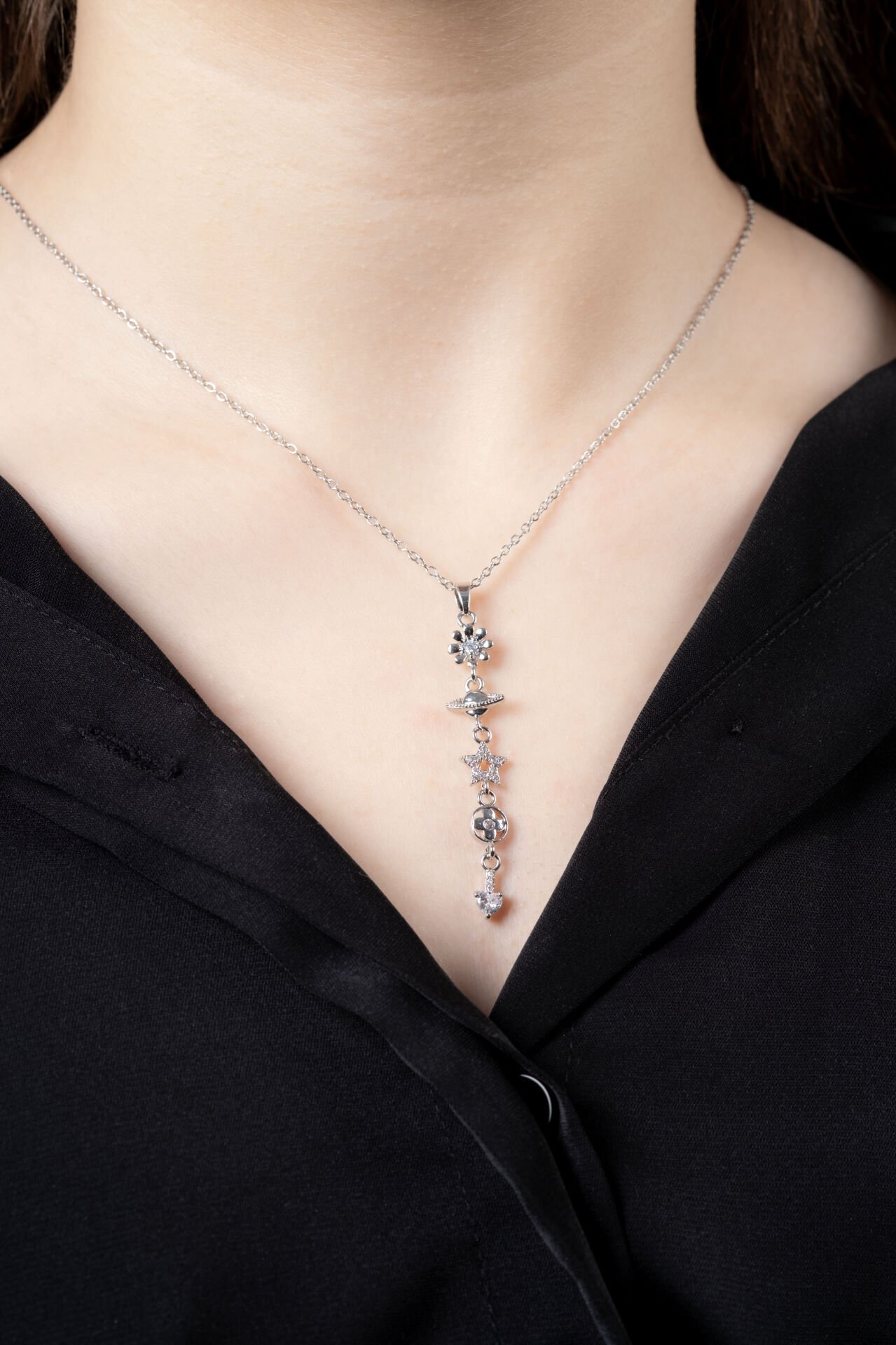 Silver Gezegen Y Kolye