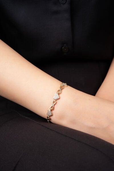 Rose Kalp Motifli Bileklik