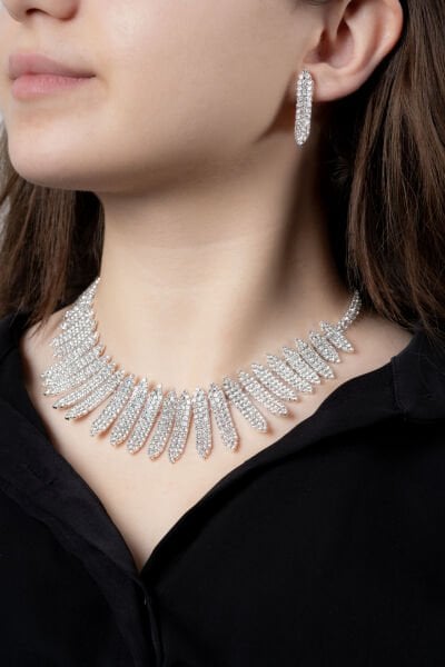 Sİlver Parıltılı Yaprak Set