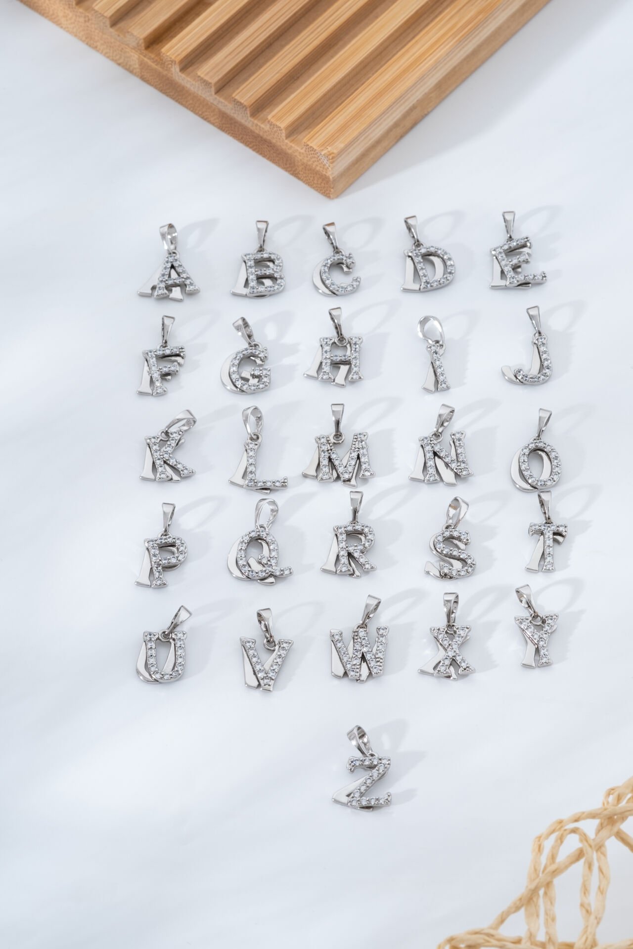 Taşlı Çelik Harf Kolye Ucu - A'dan Z'ye Seçmeli Alfabe Harfleri