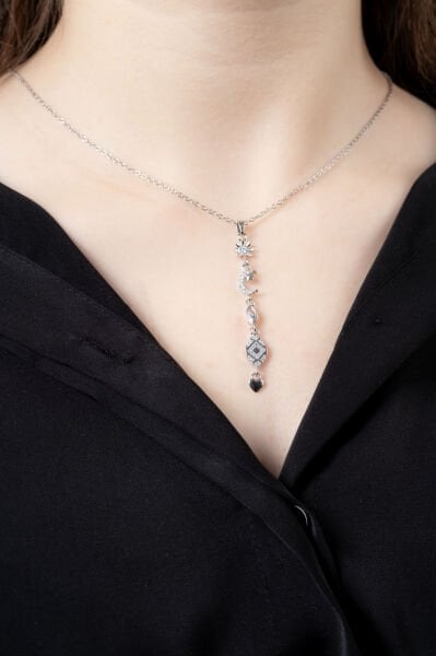 Silver Güneş Ay Motif Kolye