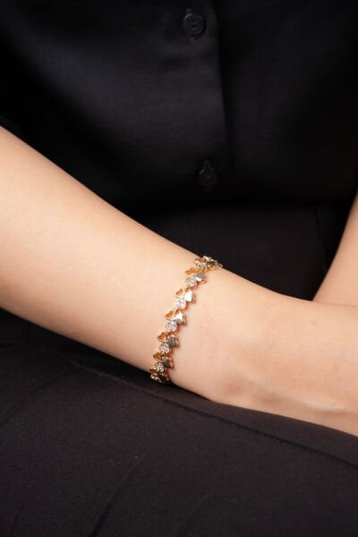 Gold Kalp Görünümlü Yonca Bileklik