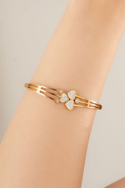 Çelik Taşlı Kalp Bileklik