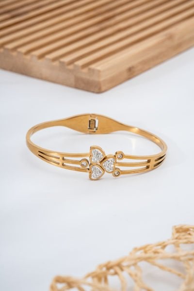 Çelik Taşlı Kalp Bileklik