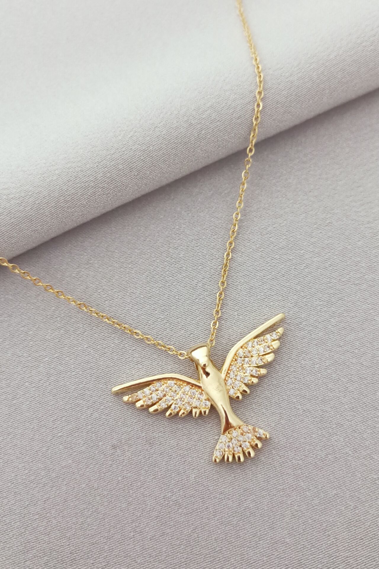 Çelik anka kuşu kolye gold