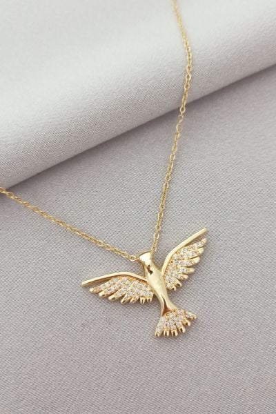 Çelik anka kuşu kolye gold