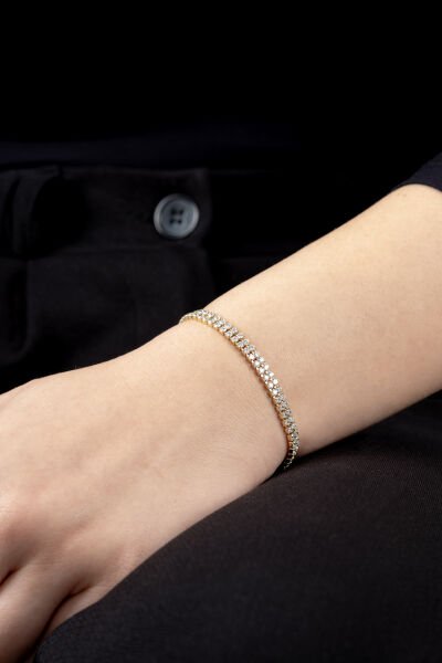 Xuping Gold Çift Sıra Su Yolu Bileklik