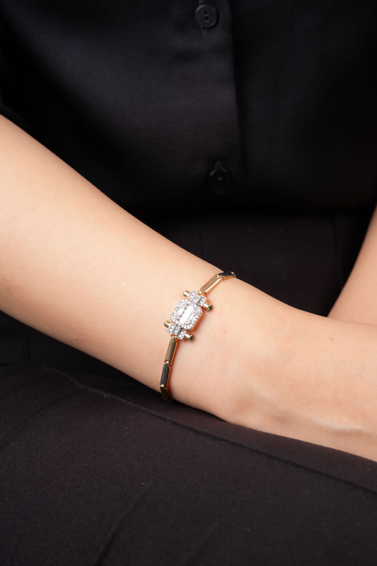 Rose Yeşil Taş Detaylı Kalem Bileklik