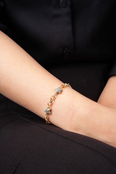 Rose Mavi Taşlı Yıldız Bileklik