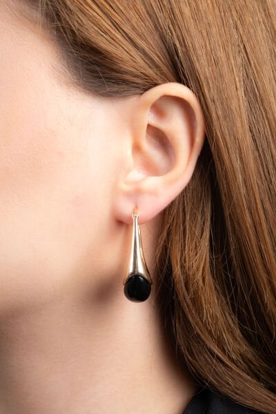 Gold Siyah Çanta Figür Küpe