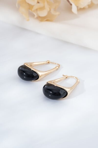 Gold Siyah Çanta Figür Küpe