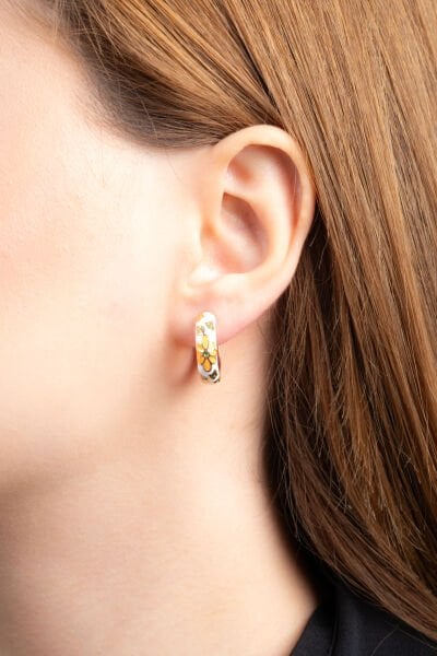 Sarı Çini Desen Küpe