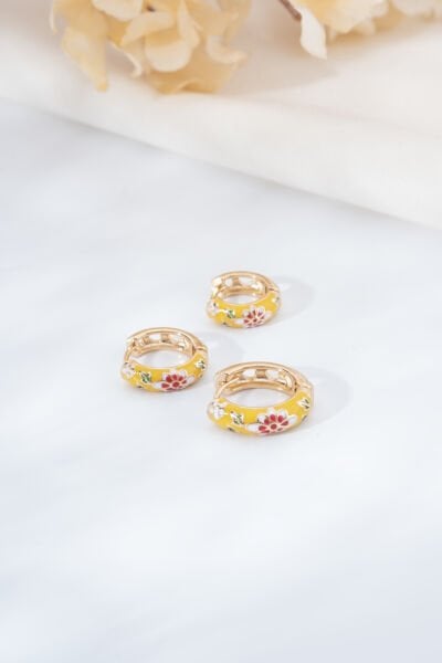 Sarı Çini Desen Küpe