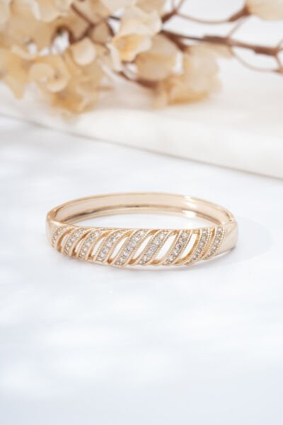 Rose Zirkon Taşlı Kelepçe Bileklik