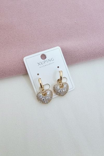 Xuping Zirkon Taşlı Kalpli Küpe
