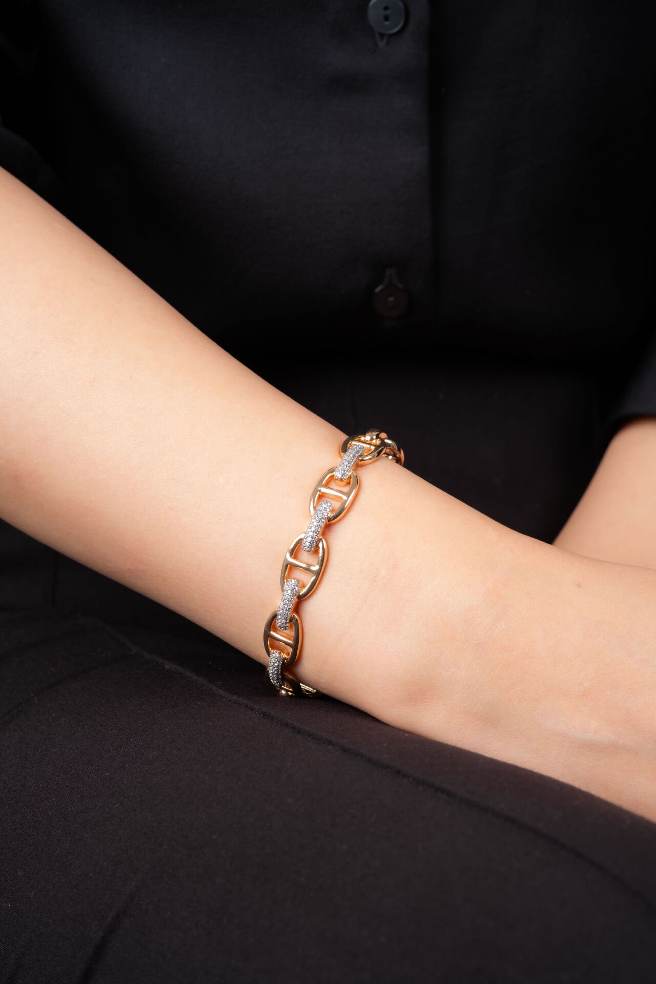 Rose Zirkon Taşlı Kelepçe Bileklik