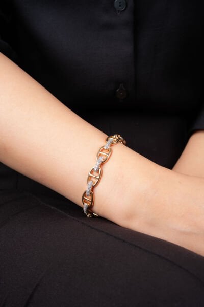 Rose Zirkon Taşlı Kelepçe Bileklik
