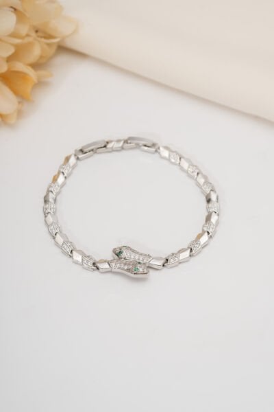 VIP Silver Taşlı Mini Başlı Yılan Bileklik