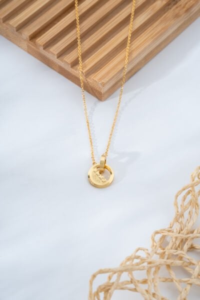 Yuvarlak Halka Detaylı Modern Zincir Kolye